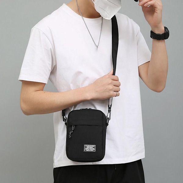 Axelväska för män Oxfordtyg Casual Liten Fyrkantig Väska Crossbody Messenger Bag Gray One size
