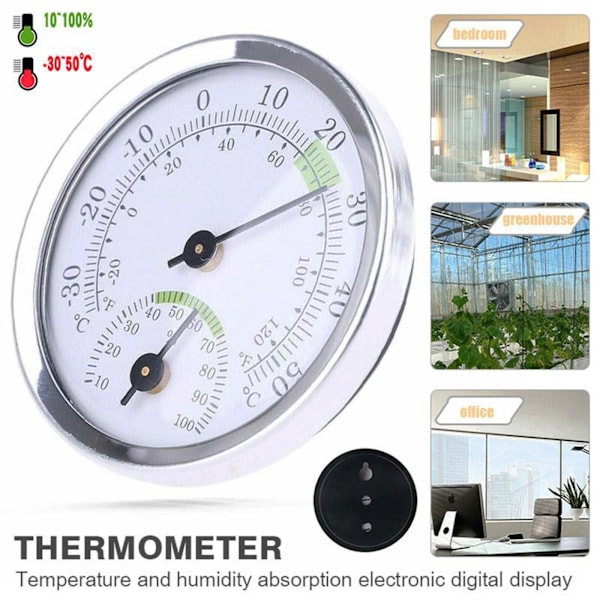 Termometer Mini Hygrometer Analog Luftfuktighet Rumsklimat Ne Utomhus-Inomhus C9C3 white One-size