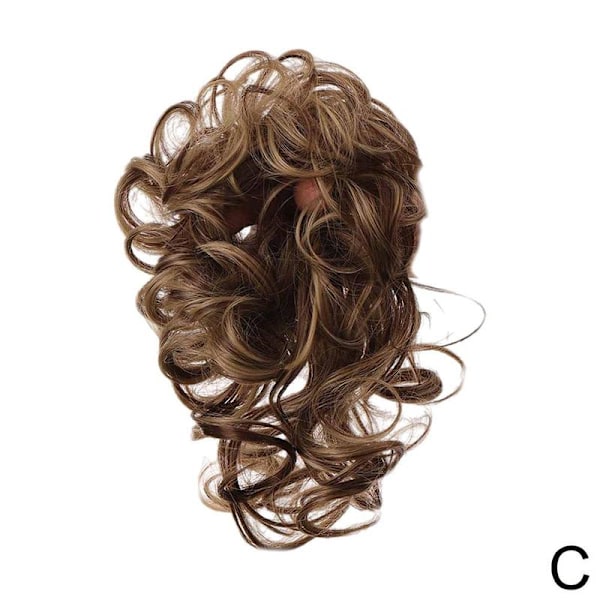 Hårförlängning för kvinnor, chignon, rufsigt hårknut, hästsvans, lockiga hårförlängningar. Hår B0A6 12H24 One-size