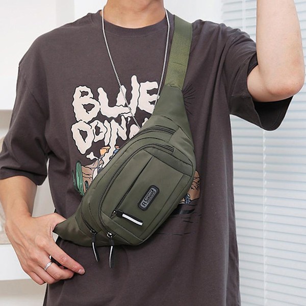 Multifunktionell Justerbar Midjeväska i Nylon Sling Bröstväska Axelväska P4R9 Gray One size