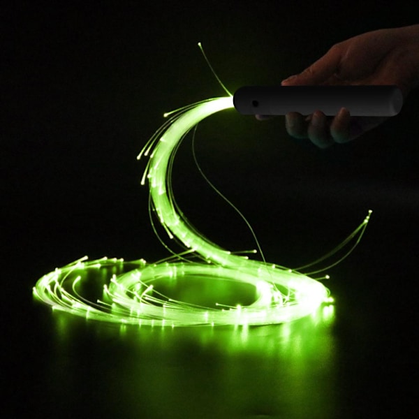 RGB LED Fiber Optic Whip-360° Vridbar Ljusstark Flow Toy Rave Hot Y7 All black handle one size
