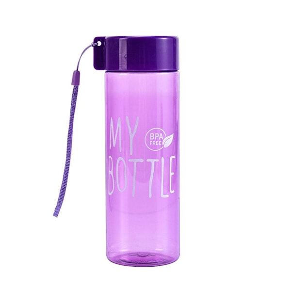 500ml Högkapacitets Färgad Transparent Vattenkopp Utomhus Portabel Fallsäker Läckagesäker Sport K8n9 Purple 500ml