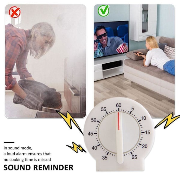 Minut Timer Mekanisk Manuell Matlagnings Timer Urverk varm White 1pcs