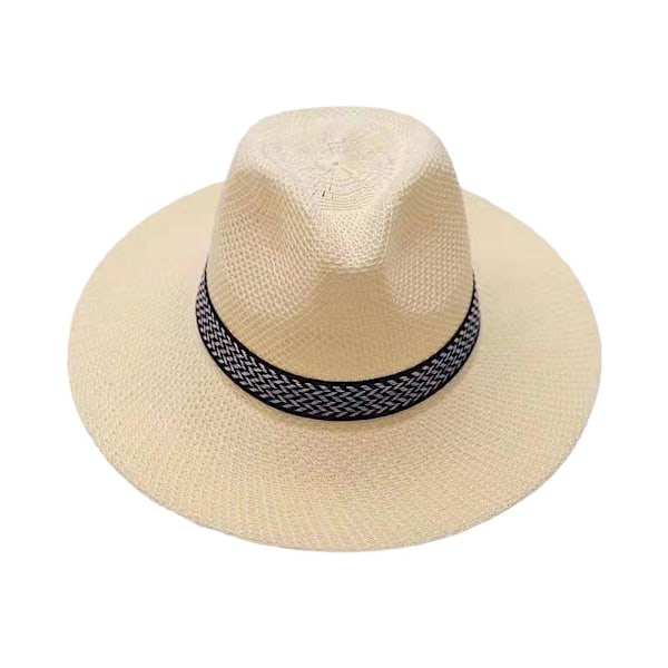 Herr Dam Vikbar Strå Panama Stil Solhatt Sommar Slapp Hatt, Strand S7B2 white one size