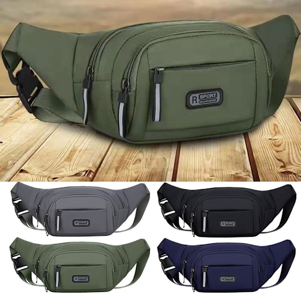 Multifunktionell Justerbar Midjeväska i Nylon Sling Bröstväska Axelväska P4R9 Green One size