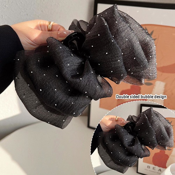 Kvinnor Rosett Bubbla Hårklämma Elegant Stora Hårspännen Klämma Tillbehör US black one-size