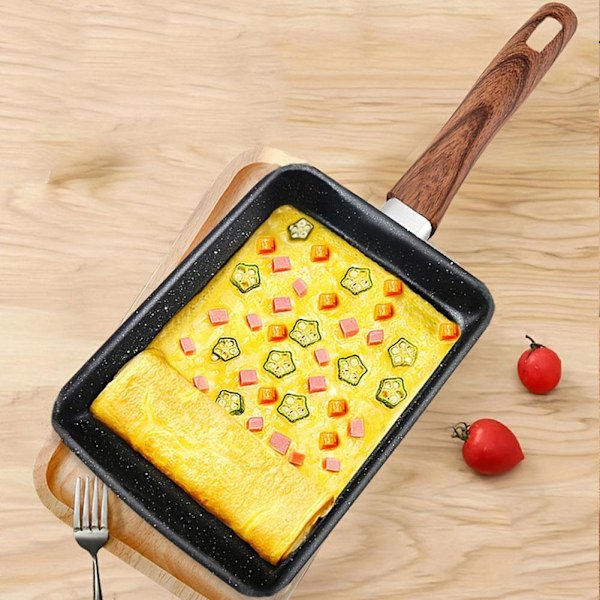 Stekpanna Japansk Tamago-yaki Fyrkantig Non-Stick Panna Ägg Tjock Z9H4 I6 I8P3 black handle one size