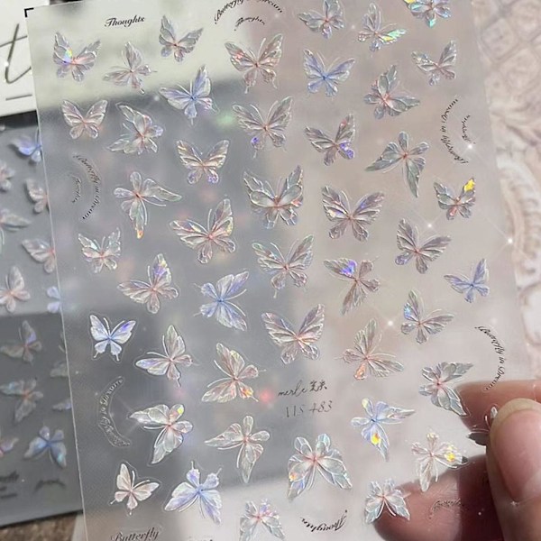 Shell Light Fjärils Nagelstickers Japanska Fjärilsvingar Romantiska Fjärils Nagelstickers 1st style 2 1pcs