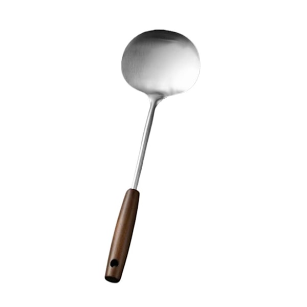 Svampstekspade i rostfritt stål med trähandtag, Mini Wokspade, Non-Stick Panna Rolig Steksked med Långt Handtag A 1pcs