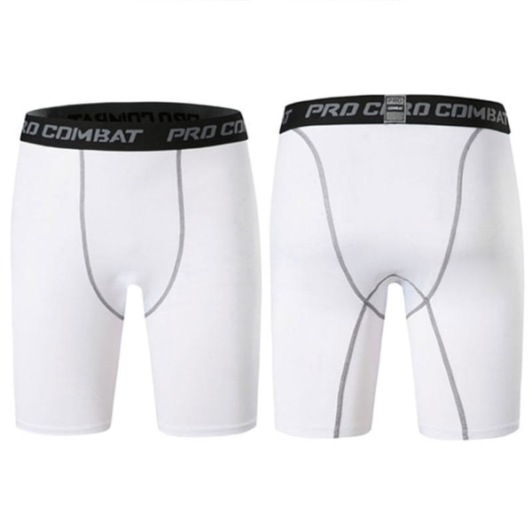 Kompressionsshorts för män Base Layer Shorts Pant Thermal Yoga Runn white M