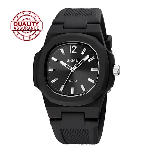 Sportmode Kreativ Hexagonal Student Kvarts Klocka Tonåring Svart Band Silikonklocka E2o1 Black One size