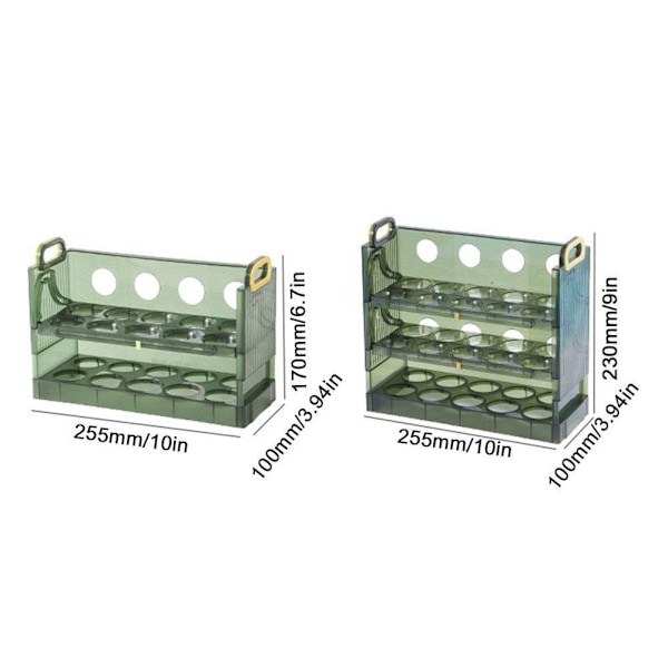 Vändbar Ägg Kylskåpsorganisatör 20/30 Kapacitet Klar Förvaring Kylskåp/s N8X8 greenB three-tier