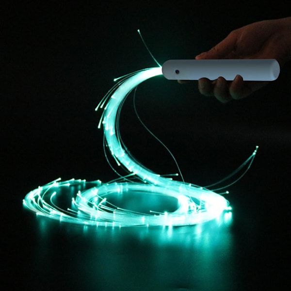 RGB LED Fiber Optic Whip-360° Vridbar Ljusstark Flow Toy Rave Hot Y7 Macaron blue handle one size