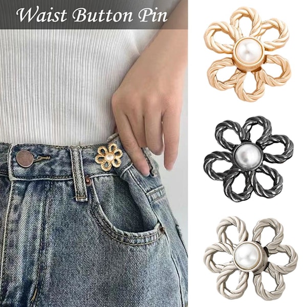 Justeringsknapp Metall Åtdragning Midjeband Nål Klädesplagg N3 Jeans Midja H0R F2Y1 gold one-size