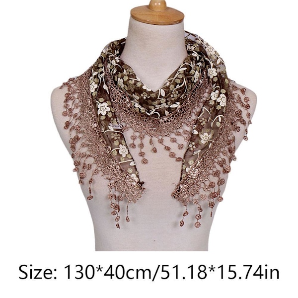1x Spets Utskuren Tofs Transparent Triangel Sjal Blommiga Scarves Sjalar För Kvinnor green one-size