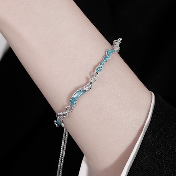 Blå Våg Armband Ring Nisch High-end Design Armband Mode Ring Mångsidigt Par W3J6 A 1pcs