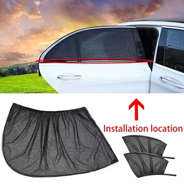 2 st Bilsida Främre Fönster Solskydd Nät UV GX med Dragkedja Skydd I5L5 SUV a rear window