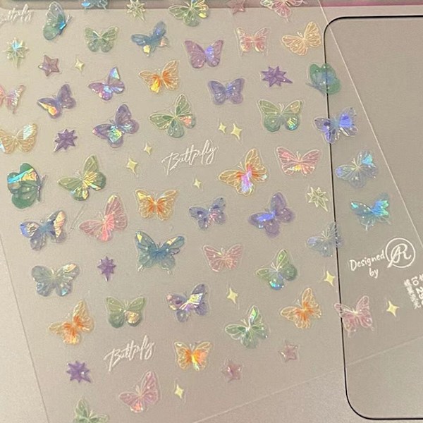 Shell Light Fjärils Nagelstickers Japanska Fjärilsvingar Romantiska Fjärils Nagelstickers 1st style 2 1pcs