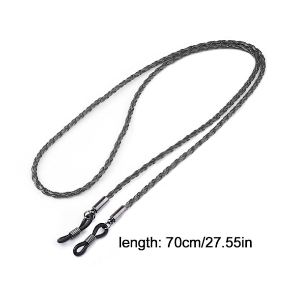 Retro Vävd Glasögonrem Anti-tappad Sport Glasögon Anti-halk Twist Vävd PU Läderkedja O0r5 black one-size