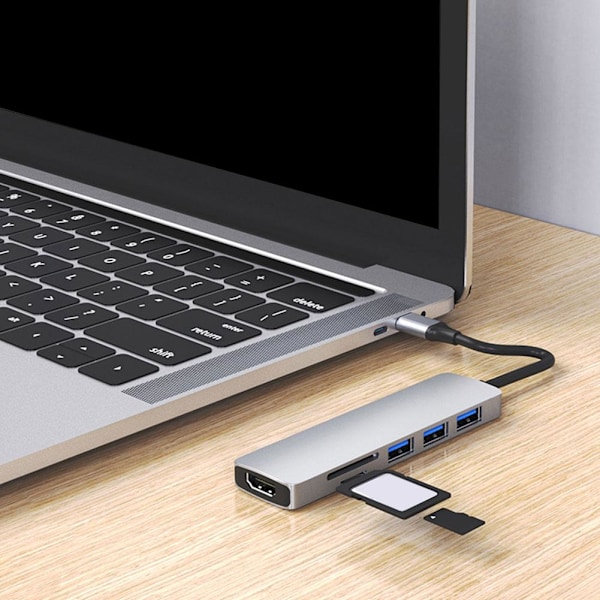 6 i 1 Multi-Port USB C Hub Docking Station 4K Stöds, A3D4 Y2L4 H9W1