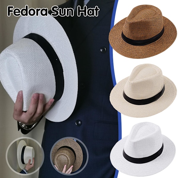 Sommar Strand Solhattar för Män Bredbrättad Stråhatt Panama Fedora Vikbar Rese Packbar Stråhatt white one size