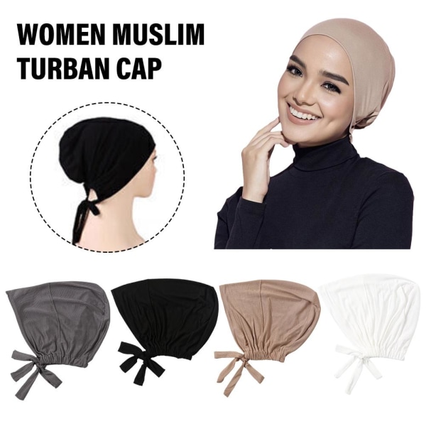 Stretch cap för kvinnor, inre hijab islamisk undersjal black one size