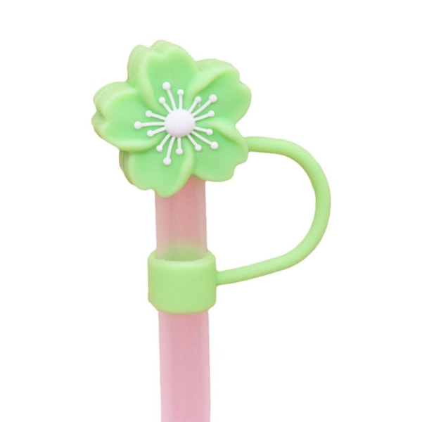 5 st Återanvändbara Söta Blomformade Sugrörstoppar i Silikon Dammtäta Återanvändbara Sugrörsskydd Kopptillbehör Sugrörsplugg green 1pc