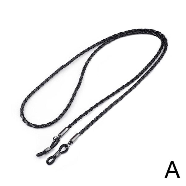 Retro Vävd Glasögonrem Anti-tappad Sport Glasögon Anti-halk Twist Vävd PU Läderkedja O0r5 black one-size