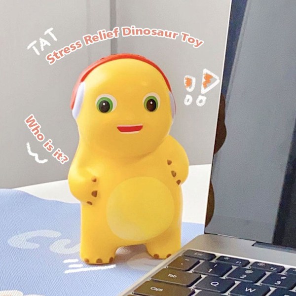 Cartoon Stress Relief Dinosaur Toy Funny Elastic Peach Squeeze D yellowA one-size