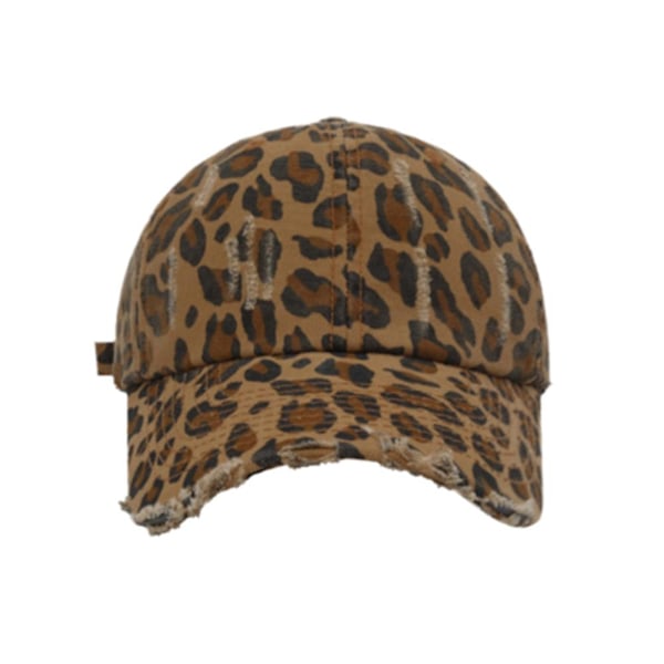 Basebollkeps Leopardmönster Retrostil För Kvinnor Trendig På Stan Cool Personlighet Får Ansiktet Att Se Mindre Ut Spetsig Hatt Solskydd khaki One size