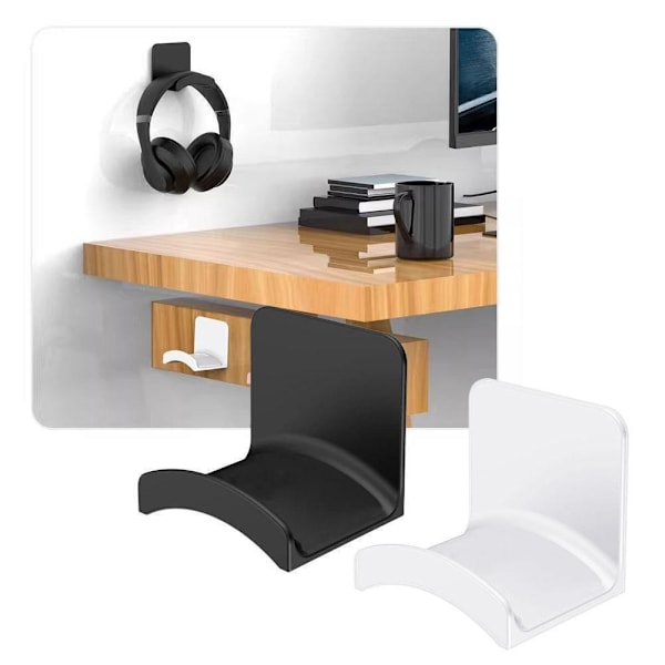 1x Hörlurshängare Under Skrivbord Krok Headset Display Ny Väggmonteringshållare -AU.  White 2pcs