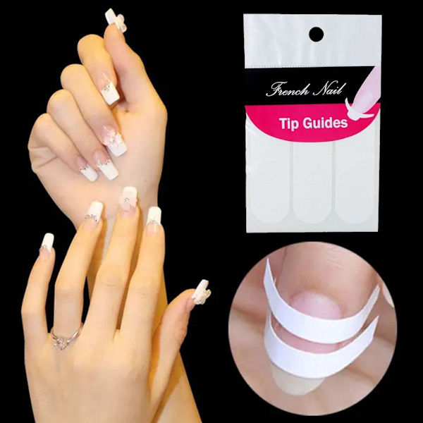 1-pack (48 st) Fransk Manikyr Nagelkonst Tips Form Guide Bästa Schablon USN DIY UK