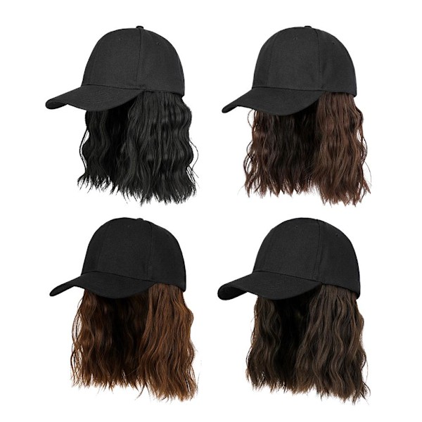 Lockig Peruk Baseballkeps Med Kort Hår Peruk Kvinnor Justerbar Hårperuk Hatt P5A0 cool brown 1pcs