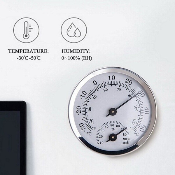 Termometer Mini Hygrometer Analog Luftfuktighet Rumsklimat Ne Utomhus-Inomhus C9C3 white One-size