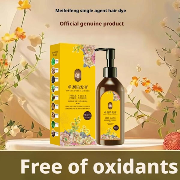 Naturlig Växt Hårfärg 300ml Blommig Bubbel Hårfärg, Ingen Peroxid & Ammoniak V5 black tea 210ml