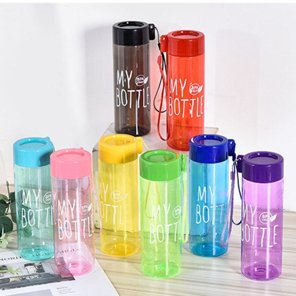 500ml Högkapacitets Färgad Transparent Vattenkopp Utomhus Portabel Fallsäker Läckagesäker Sport K8n9 Black 500ml