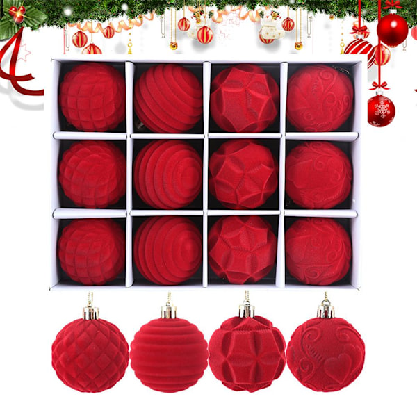 12 st Juldekoration Boll Hängande Hot E5 Red 12pcs