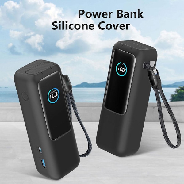 ₪Silikonfodral för Anker Zolo 25000mAh 165W Portabel Power Bank=Skyddande-Fodral Gray 1set