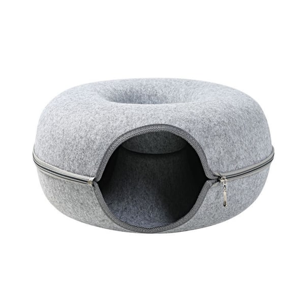 Pet Nest Donut Cat Bed Löstagbar Tvättbar katttält Filt Hund Hou light grey one size