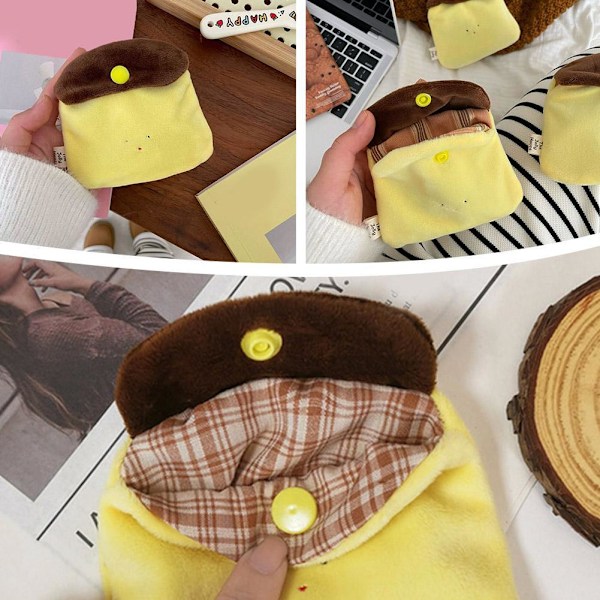 Söt Karamellpudding Myntväska Plysch Mini Korthållare Tecknad Förvaringsväska H3K5