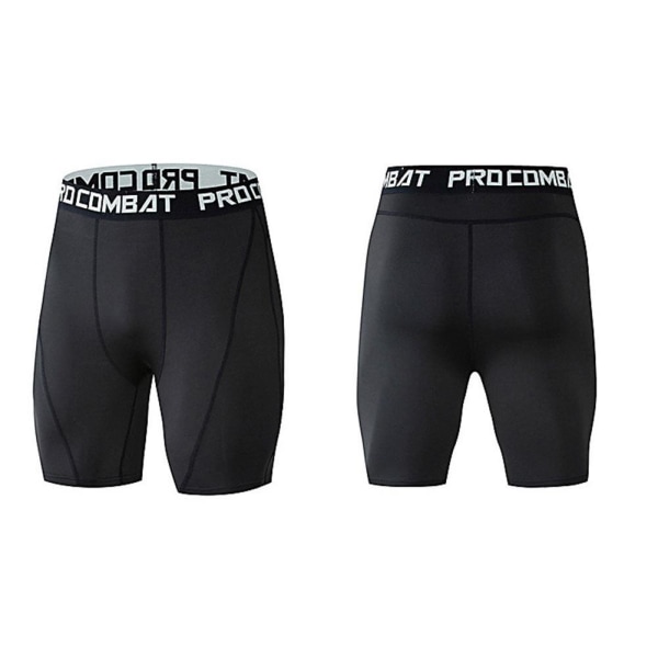 Kompressionsbyxor Sportshorts Elastiska män Snabbtorkande Breat black XL