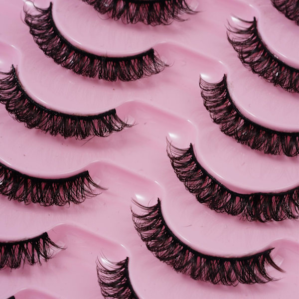 10 par ryska lösögonfransar D Curl Mink False R0F9 Fullständiga ögonfransar UK E2Y0 DH06-05 10 pairs