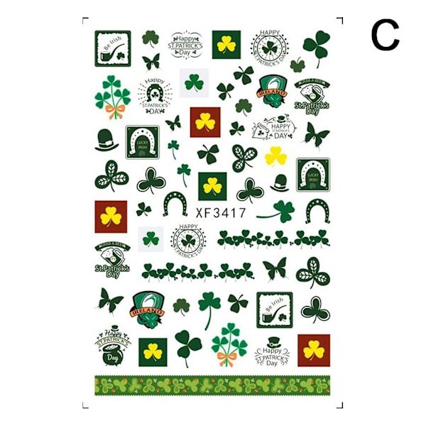 Grön Fyrklöver 3D Nagelstickers För DIY Manikyr Slider style 3 1pcs