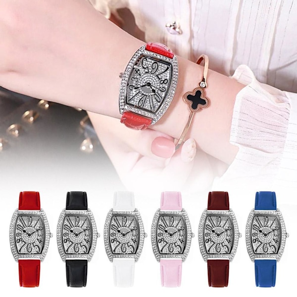 Dam Quartz Klocka Retro Stil Tunnformad Armbandsur Klocka Kvinnlig Student C3s0 Red One size