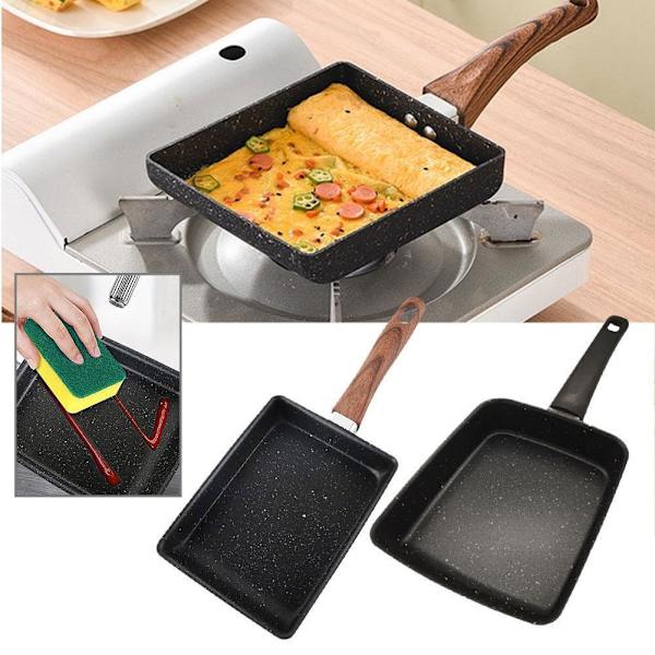 Stekpanna Japansk Tamago-yaki Fyrkantig Non-Stick Panna Ägg Tjock Z9H4 I6 I8P3 black handle one size