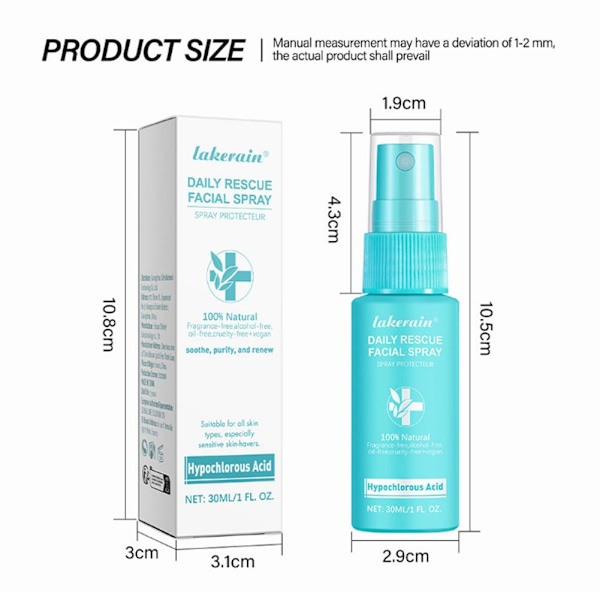 Hypoklorsyra Spray Ansikte, Daglig Res-cue Ansikts 30ml AU 2025 Spray W7E9