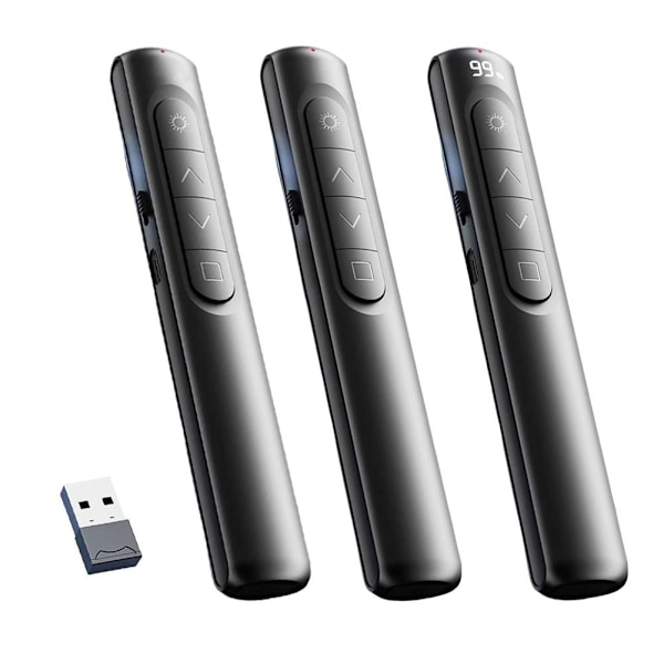 Trådlös USB Powerpoint Presentation Laserpekare Klicker Fjärrkontroll Penna L Digital display rechargeable 