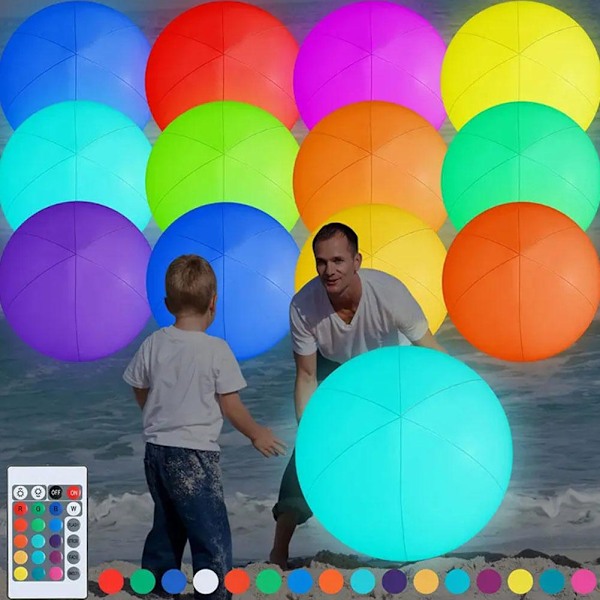 16 tum LED Strandboll 16 Färger Ändra Ljus Pool ι) Boll х> B9U0