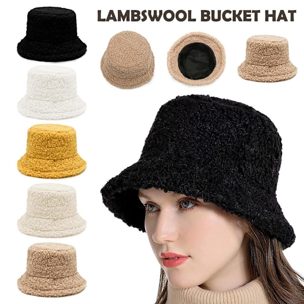 Enfärgad Lammull Fiskarhatt Varm Solhatt Vinter K4A0 khaki One size