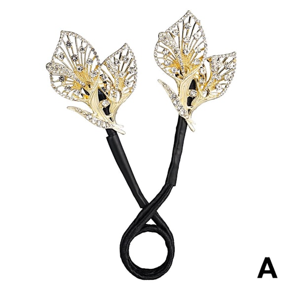 XDGJTBFMY Hårklämma med Strassblomma, Hårklämma för Bollfrisyr, Hårknutrullare med Blomma, Lat Hårcurler Deft Bun Maker, Elegant Ha gold one-size 4pcs